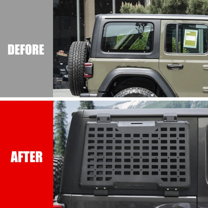 Rear Window Molle Panel System for 2018-2024 Jeep Wrangler JL 4Doors - Modular Storage and Protective Decoration