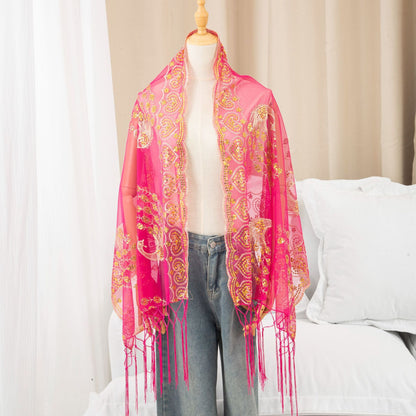 Evening Gown Paired With A Tassel Scarf