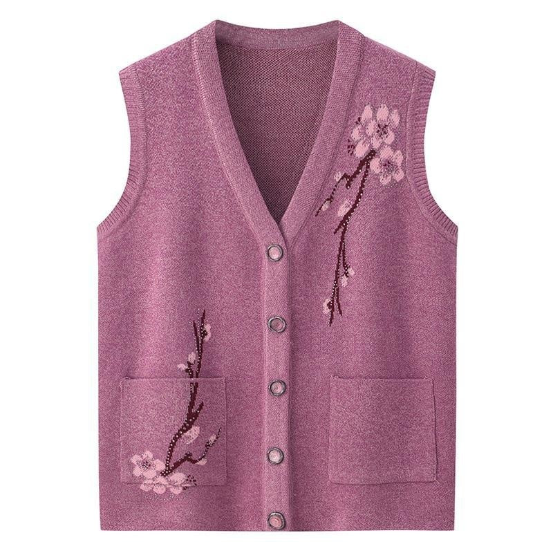 Knitted Sweater Waistcoat Cardigan Middle-aged And Elderly Waistcoat Winter Clothing