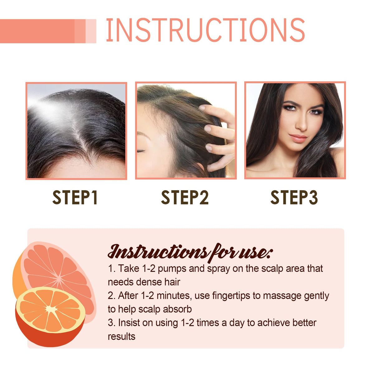 Grapefruit Hair Mist, Repair Damaged Hair Moisturizing And Thickening Hair Stabilization Spray