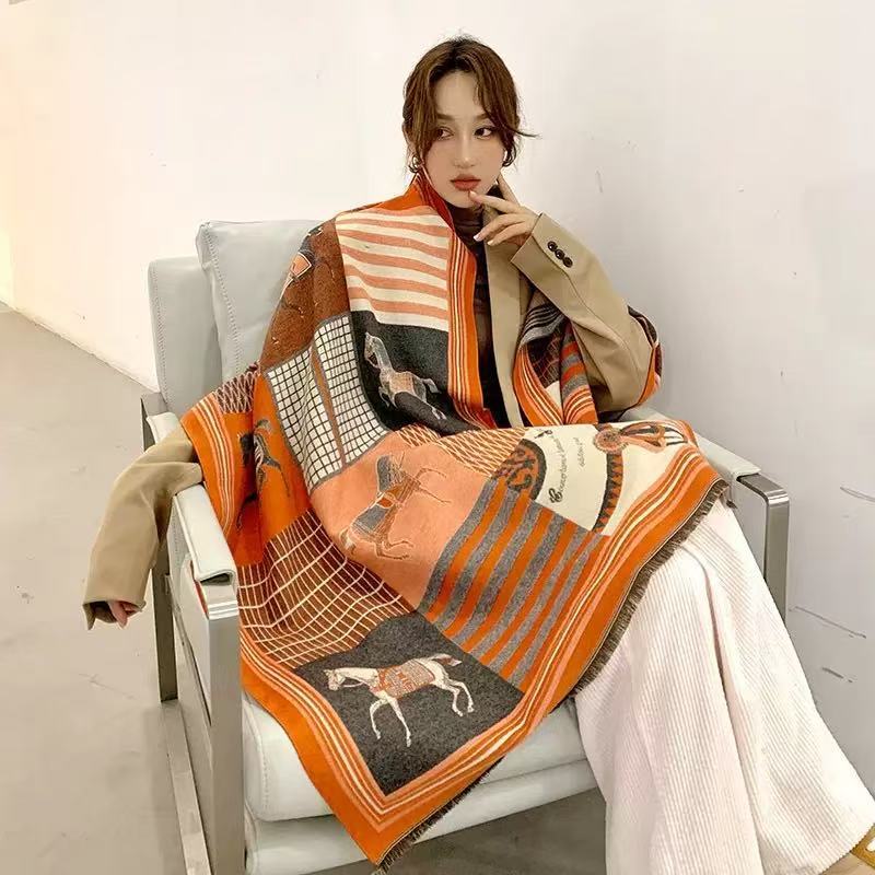 Womens Winter Cashmere-Feel CapeShoulder Wrap Outerwear