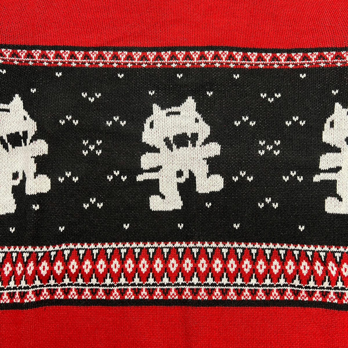 MONSTERCAT Records Holiday Intarsia Pullover Sweater Men's Sz XL Deep Red/Black