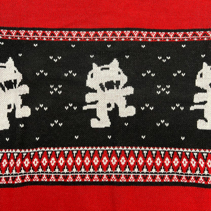 MONSTERCAT Records Holiday Intarsia Pullover Sweater Men's Sz XL Deep Red/Black