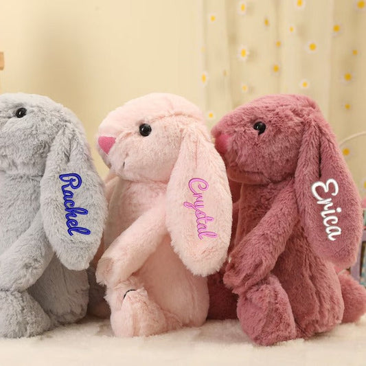 Embroidered Bunny Doll Plush Toy Long Eared Bunny Baby Sleeping with Big Eared Bunny Doll