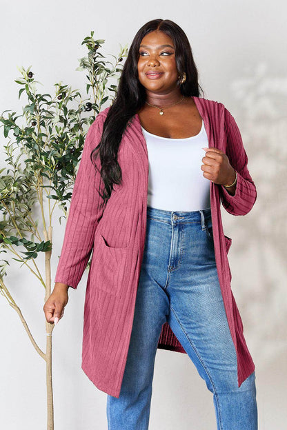Basic Bae Full Size Hooded Sweater Cardigan for Women