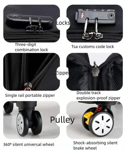 Waterproof Cross-border Black Oxford Cloth Suitcase, Durable 30 Inch Large Capacity, 20 Inch Boarding Case, Luggage Compartment