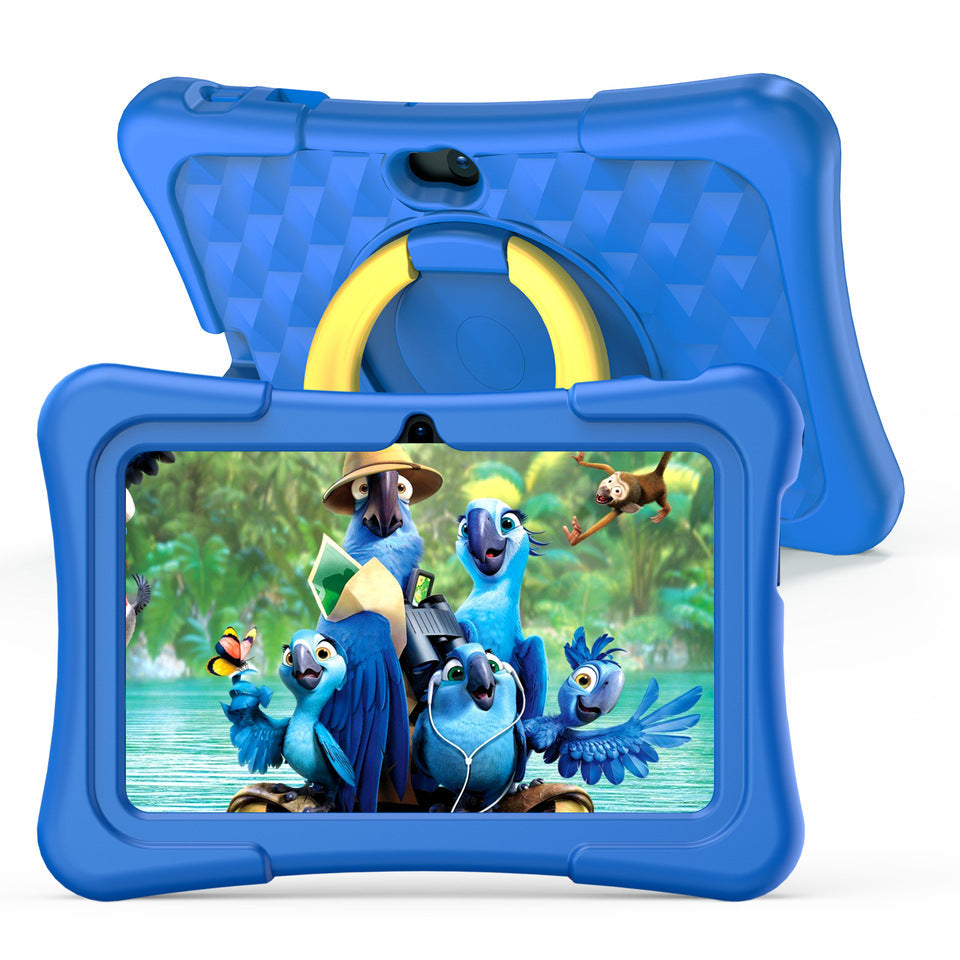 7-inch Children Education Flat With Protective Silicone Cover 360-degree Rotation Handle Bracket