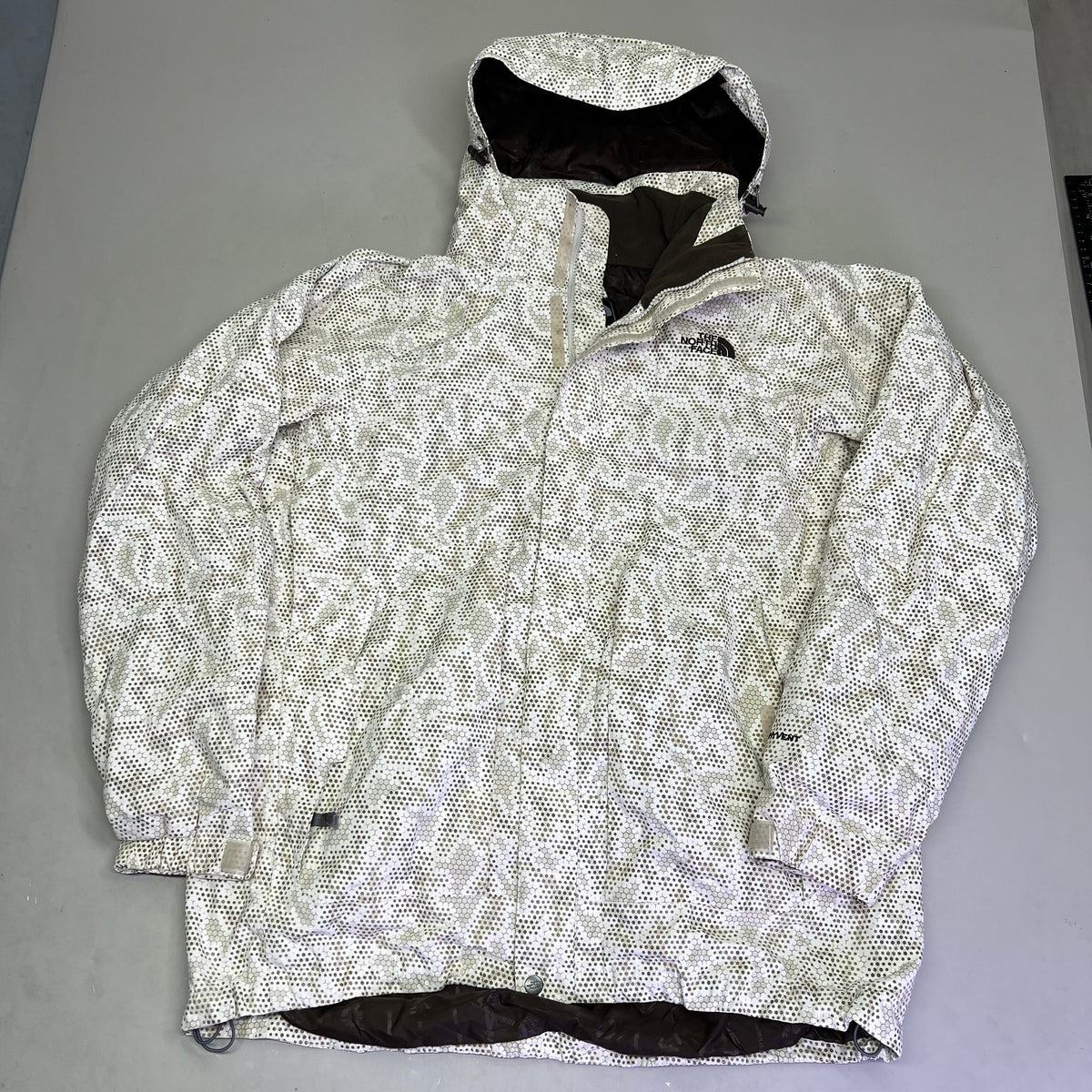 NORTH FACE Full Zip Elastic Waist Winter Coat Men's Sz L Honey Comb Pattern
