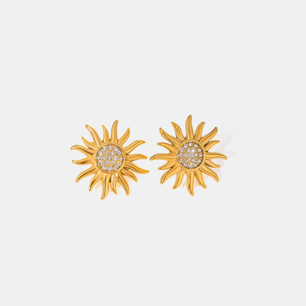 Stainless steel sunflower jewelry flower earrings for women