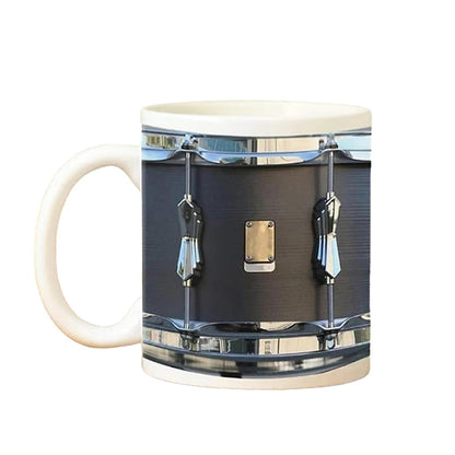 Vintage Drum Mug, 11oz. Black & White, Funny Ceramic Mug. Ideal Cool Gift for Drummers and Musicians.