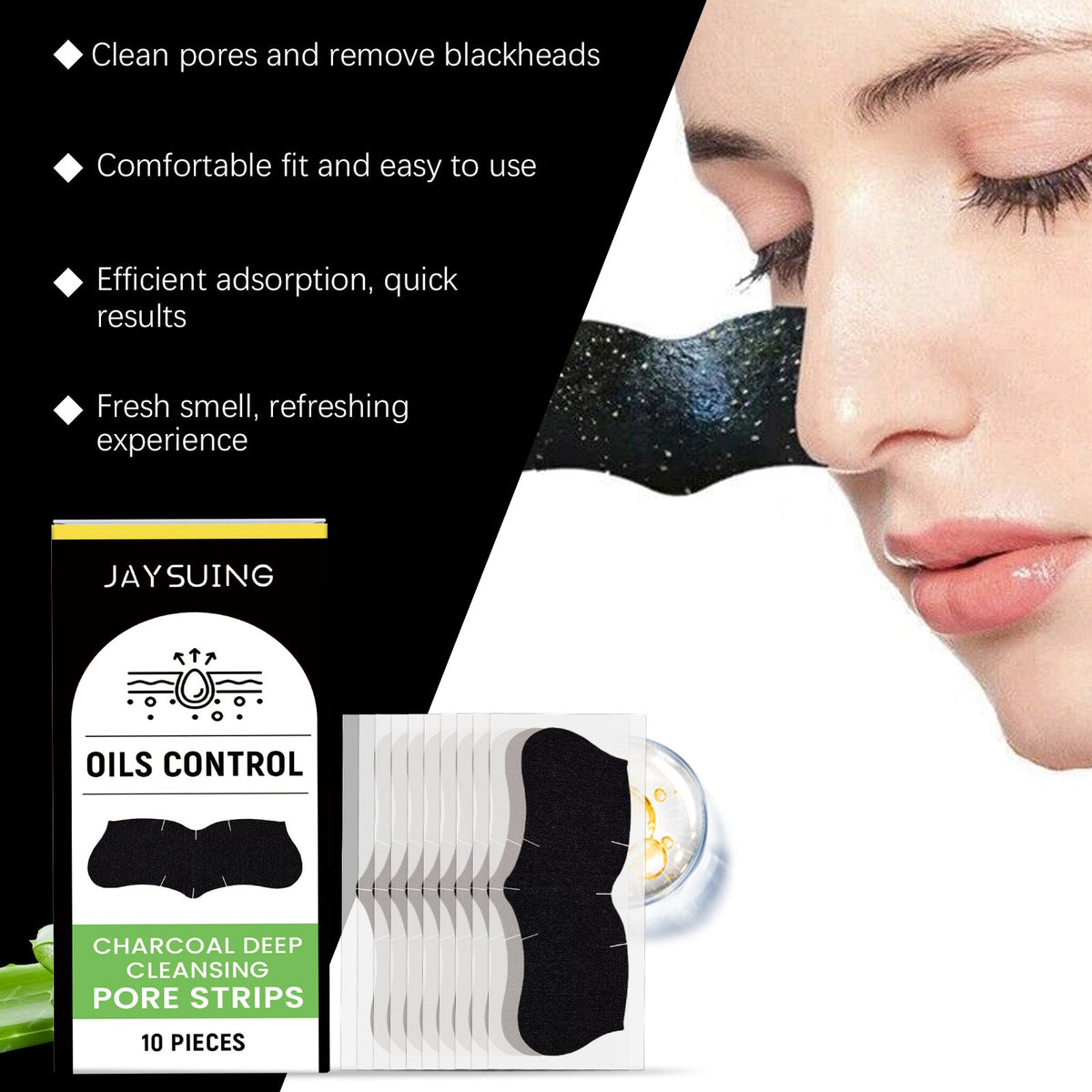 Charcoal Pore-Clearing Nasal Patch Clean Blackhead Acne Pore-Tightening Nasal Patch