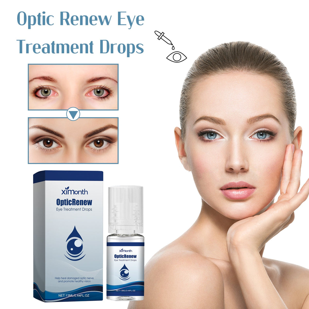 Optic Renew Eye Treatment Drops, Relieves Redness Eyestrain Dry Vision Blurry Eye Care Solution