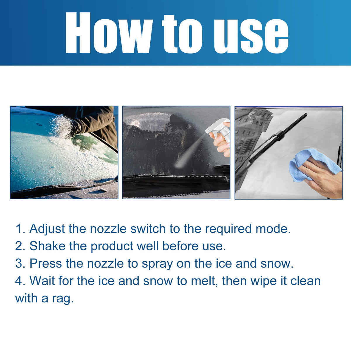 Melting Snow Remover Quick Melting Snow Remover For Car Glass In Winter Front Windshield And Window Snow Preventer