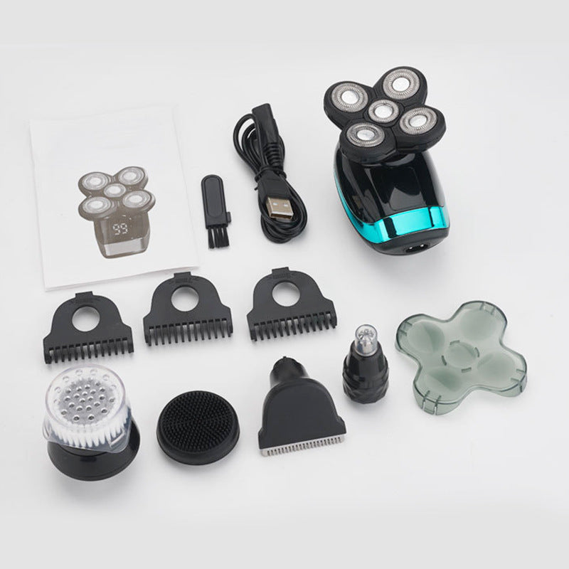 Electric Shaver Shaving Head Machine Five-Blade Self-Service Bald Head Rechargeable Waterproof Washing Razor