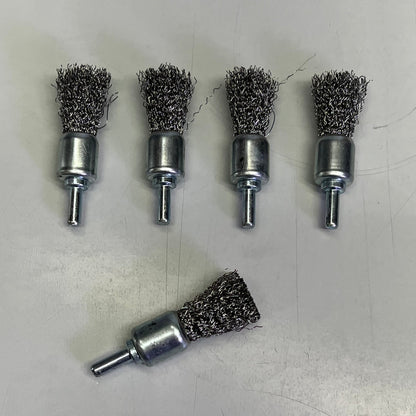 (5 PACK) Crimped Wire End Brush Stainless Steel 3/4" Dia 5/8" Post Chrome