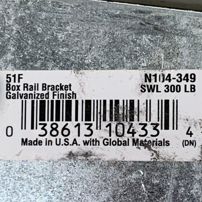 NATIONAL HARDWARE (2-PACK!) Box Rail Bracket Galvanized Finish 5" x 2" N104-349