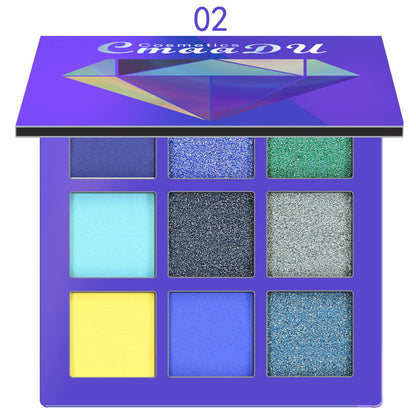 CmaaDu 9 Colors Eye Shadow Diamond Shine Eyeshadow Palette Shiny Highlight Eyeshadow