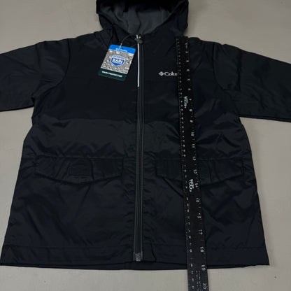 COLUMBIA Rain-Zilla Fleece Lined ZipUp Jacket Unisex Youth Sz XS Black RB3418-015