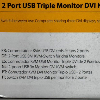 STARTECH.COM 2 Port Triple Monitor DVI USB KVM Switch Audio Black SV231TDVIUA
