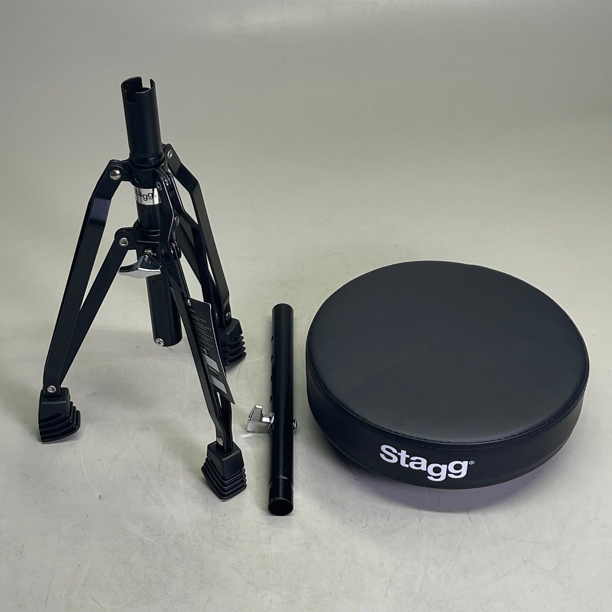 STAGG Drum Throne Vinyl Double Braced Adjustable Height Black DT-32BK