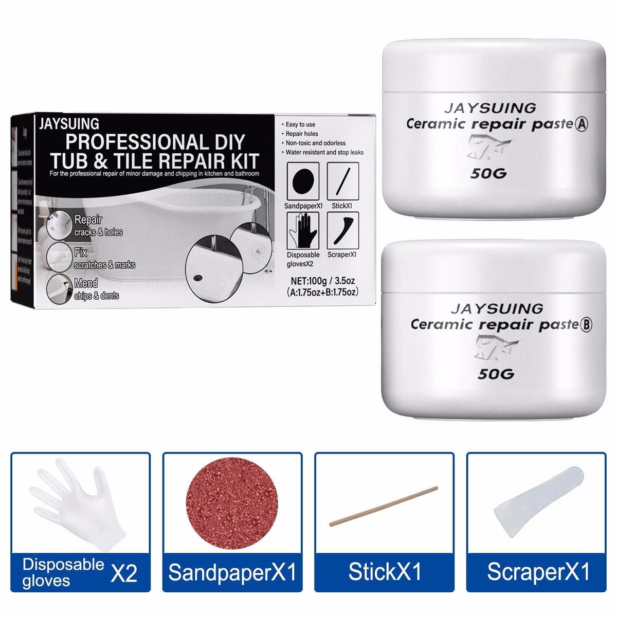 Jaysuing Tile repair agent ceramic paste tile glue adhesive toilet marble pit glaze repair agent