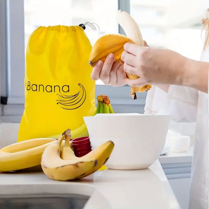 Insulated bag for keeping fresh: reusable storage organizer for bananas, lettuce and vegetables (drawstring closure)