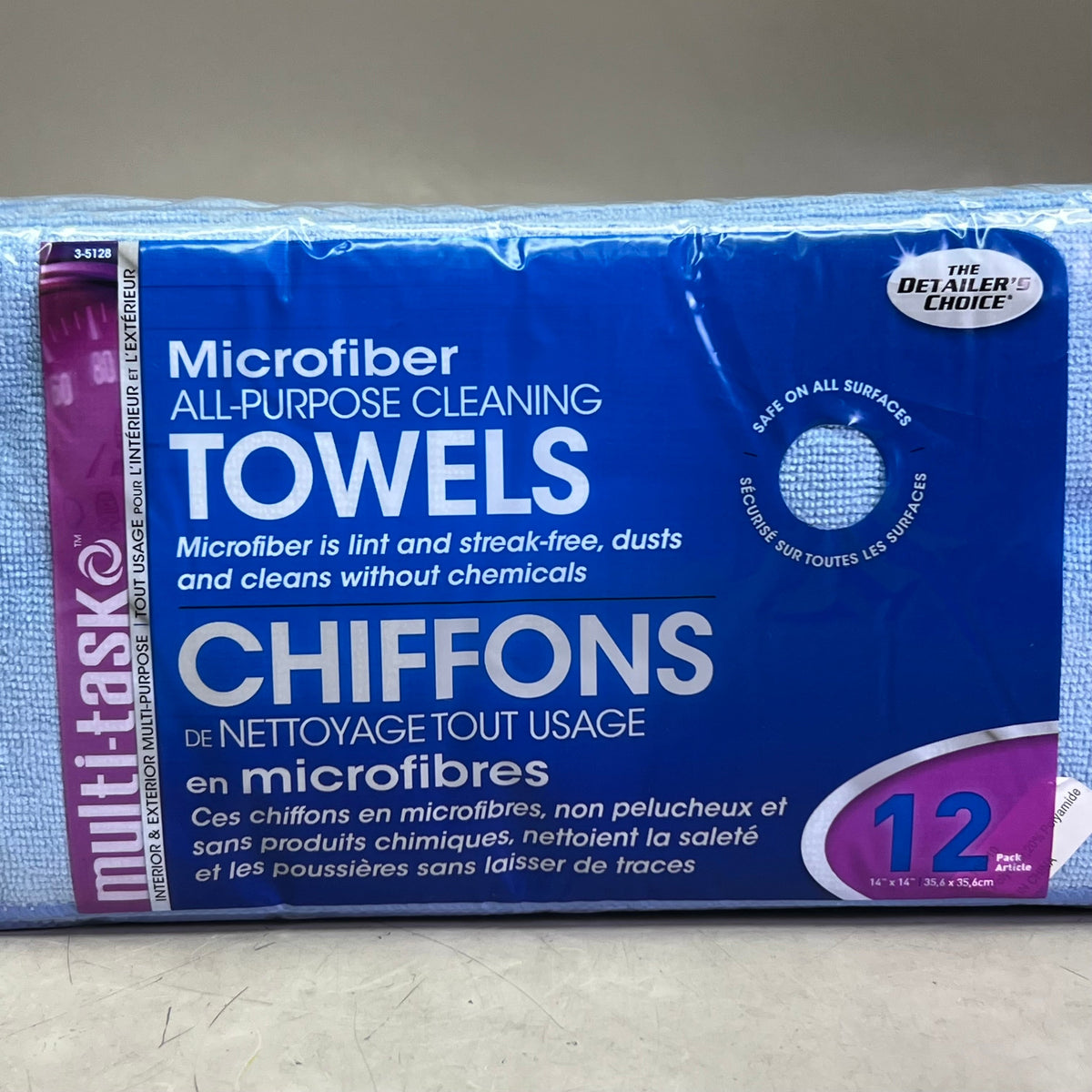 MULTI-TASK (12 PACK) Microfiber All Purpose Cleaning Towels Sz 14" x 14" 3-5128