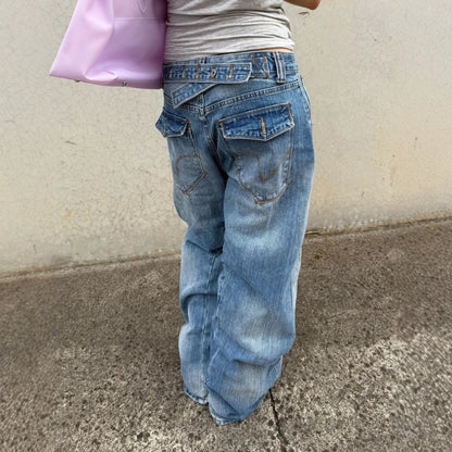 Retro Washed Cropped Jeans For Women