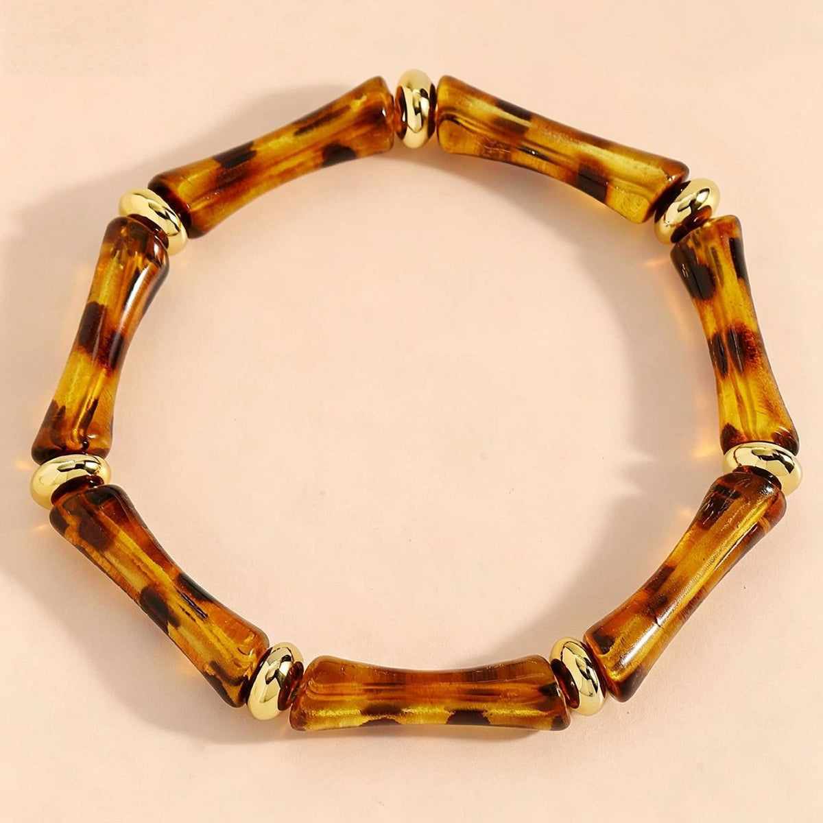 Geometric Leopard Print Woven High-End Designed Bangle, Versatile High Sense Bamboo Joint Bracelet