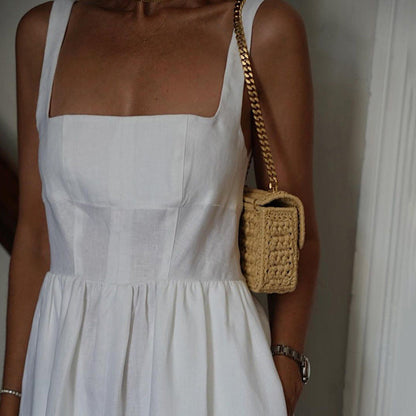 New French-style Vintage White Slip Dress