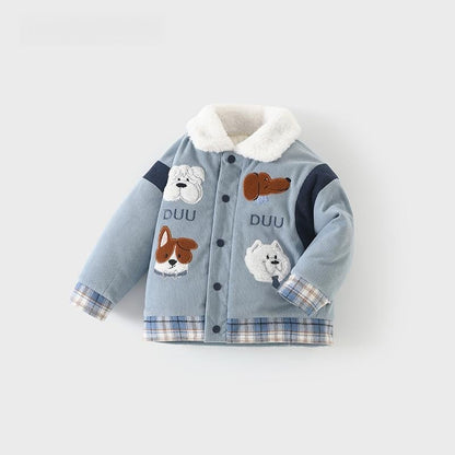 Thick Fleece Lined Baby Coat Animal Print
