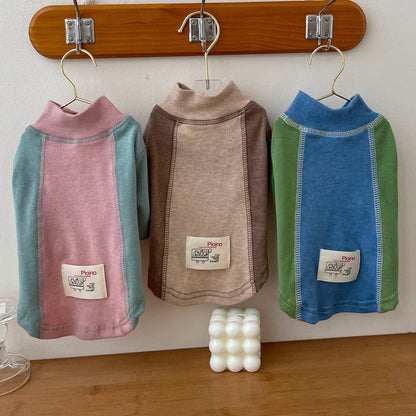 Contrast Color Sleeve Cotton Base Shirt Pet