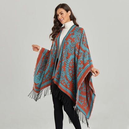 Tasseled Thickened Warm Faux-cashmere Shawl