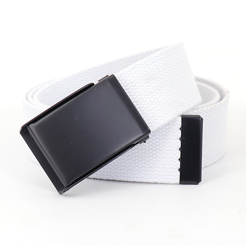 Men's Casual Canvas And Denim Belt With Buckle Closure