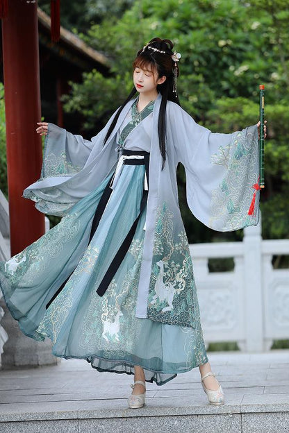 Men And Women Couples Wei And Jin Style Cross-collar Waist-length Skirts