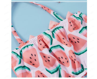 Girls' Bow Halter Lace-up Suit