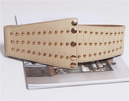 Studded Waistband Waistband Retro Elastic Elastic Decoration Sweater Coat Wide Belt