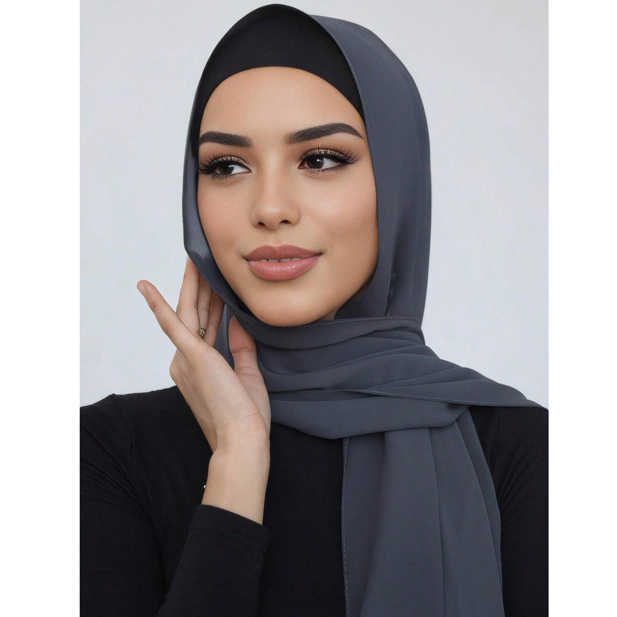 Summer Solid-Color Pearl Chiffon Bubble Womens Headscarf