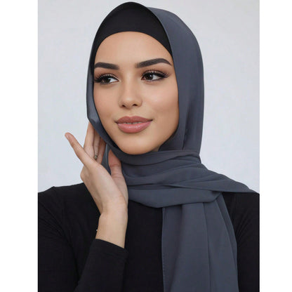 Summer Solid-Color Pearl Chiffon Bubble Womens Headscarf