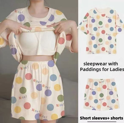 Womens Padded Bra Sleepwear Set