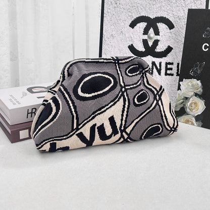 Womens Knitted Bag Striped Clutch