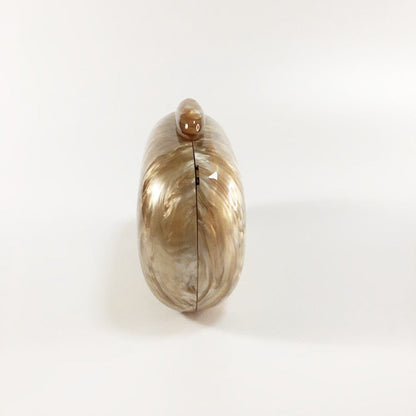 Women's Oval Acrylic Solid Color Pearly Evening Bag