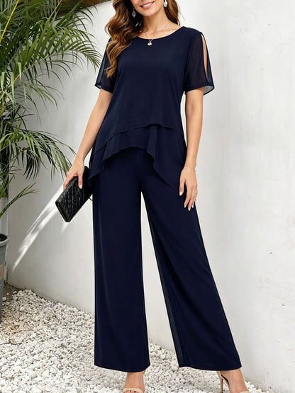 Women's Chiffon Patchwork Irregular Set