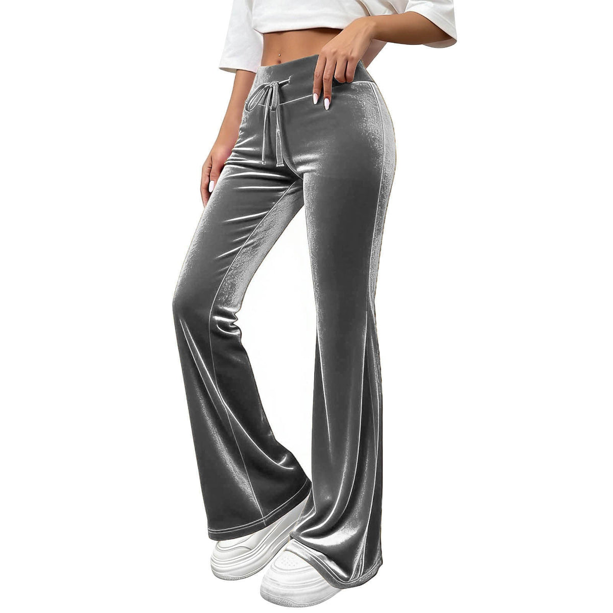 Commuter Slimming Casual Flared Pants Velvet Draped Long Trousers