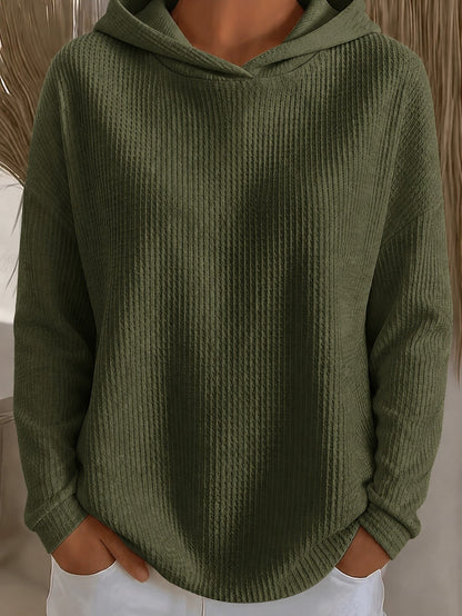 Womens Loose-Fit Solid-Color Hoodie