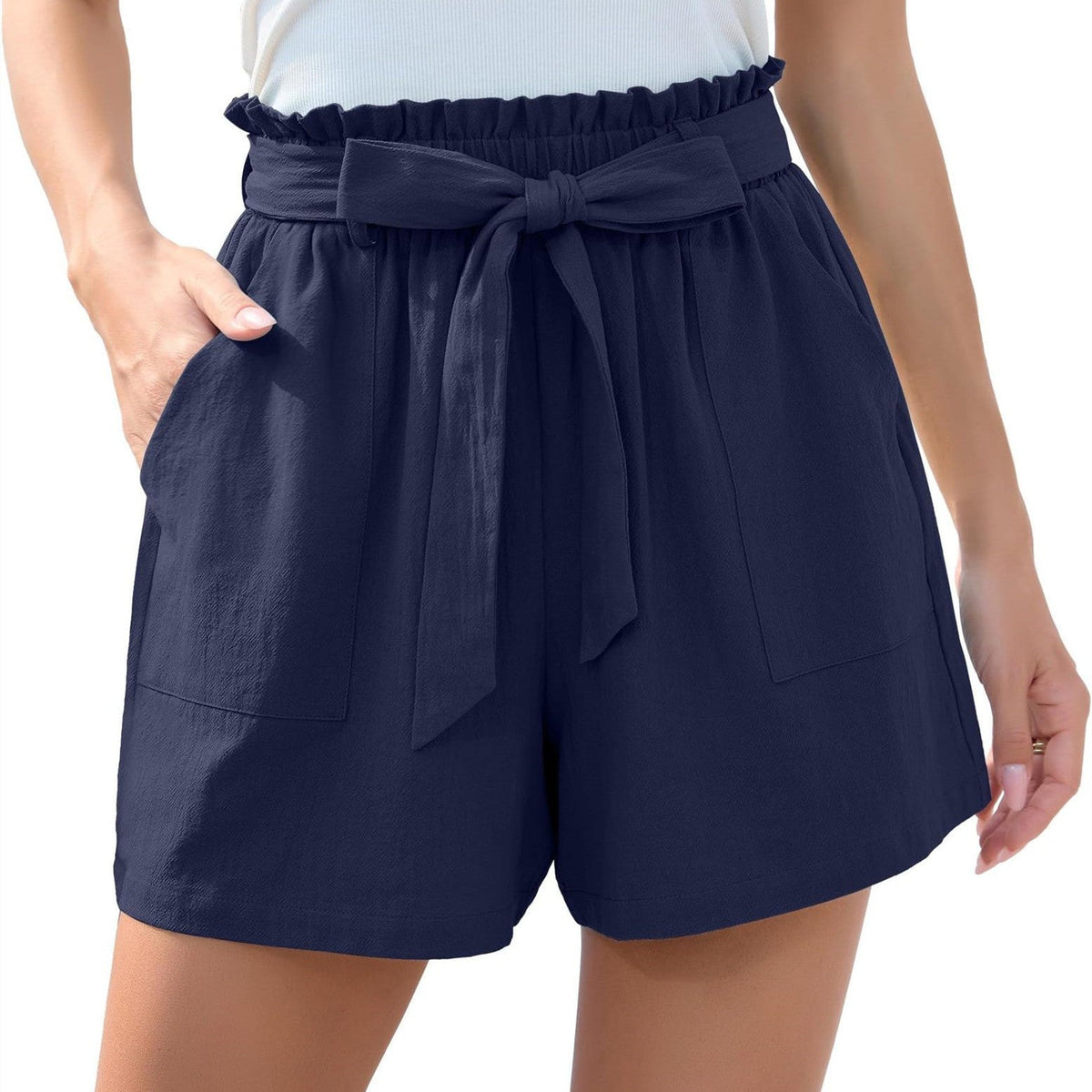 Ruffle Bow Waist Tie Beach Shorts