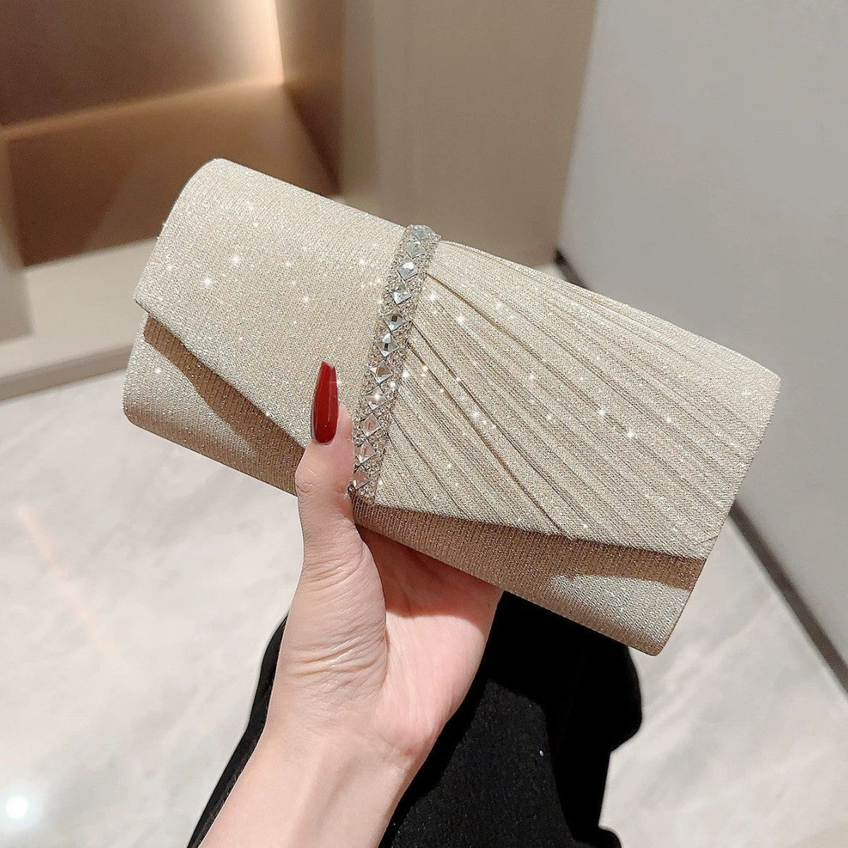New Arrival Glamorous Evening Clutch With Sparkling Rhinestones