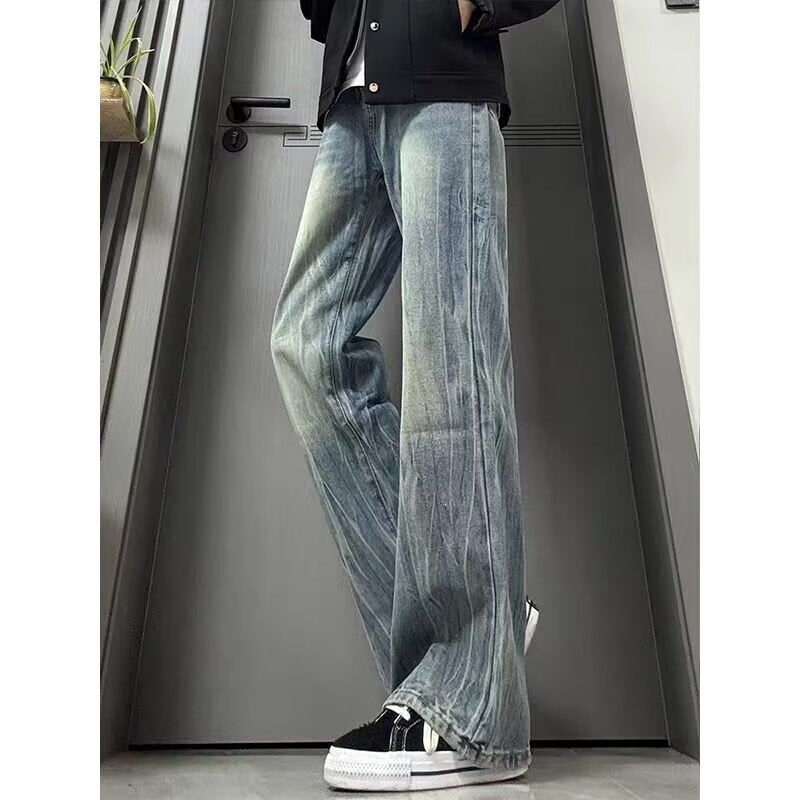 Mens Casual Straight-leg Cropped Trousers