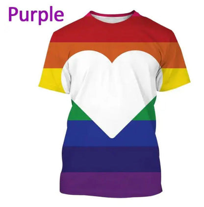 Rainbow 3D Printed T-shirt Men And Women Oversized Short Sleeve Casual Shirt Fashion Tops Trend