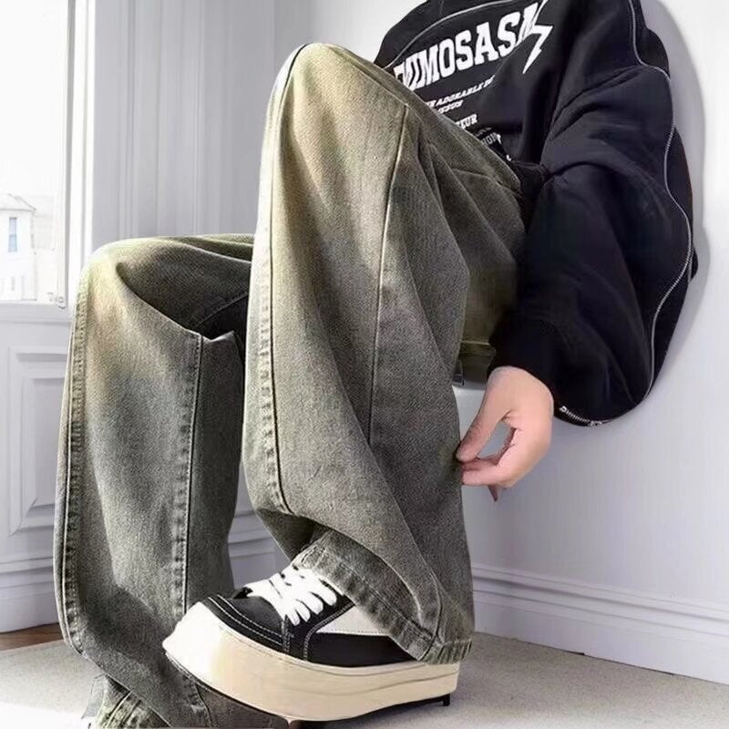 Mens Relaxed-fit Straight-leg Wide-leg Denim Jeans